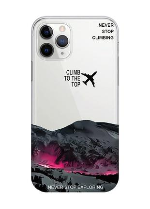 Прозорий чохол на iphone 11 pro max (6,5) піднімись на вершину (принт 419)