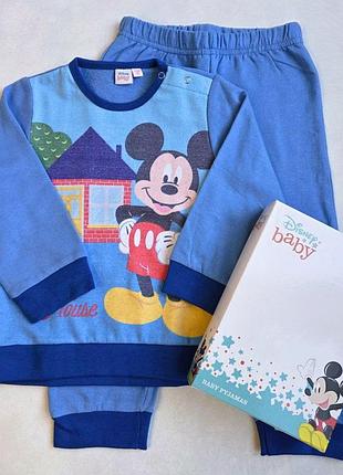 Детская теплая пижама на байке disney 80 см (12мес) цвет blue azul