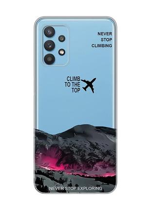 Прозрачный чехол на samsung galaxy a32 поднимись на вершину (принт 419)