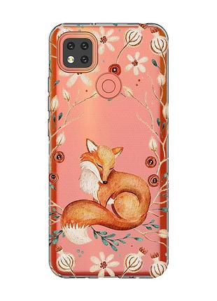 Прозрачный чехол на xiaomi redmi 9c/10a лисичка (принт 420)