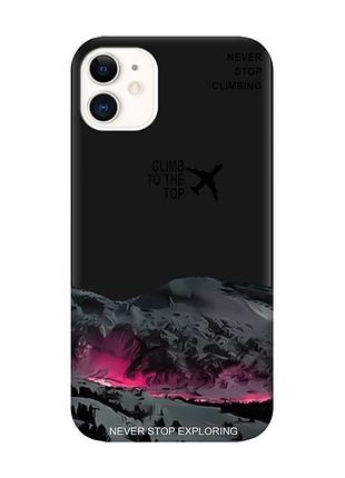 Матовый черный чехол на apple iphone 11 (6.1) поднимись на вершину (принт 419)