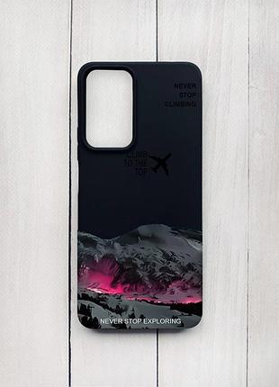 Матовый чехол на xiaomi redmi note 11 pro черный поднимись на вершину (принт 419)