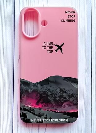 Матовий рожевий чохол на iphone 16 піднімись на вершину (принт 419)