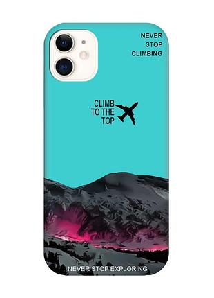Матовый бирюзовый чехол на apple iphone 11 (6.1) поднимись на вершину (принт 419)