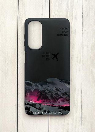Матовий чохол на samsung galaxy m54 чорний піднімись на вершину (принт 419)
