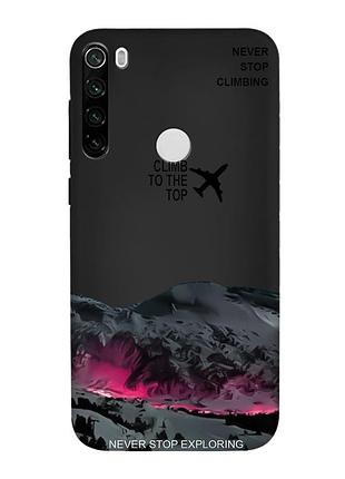 Матовый черный чехол на xiaomi redmi note 8t поднимись на вершину (принт 419)