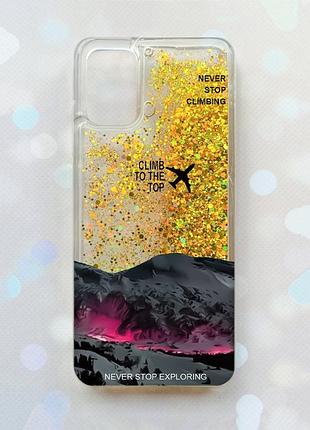 Чехол с плавающими золотыми блестками на samsung galaxy a02s поднимись на вершину (принт 419)