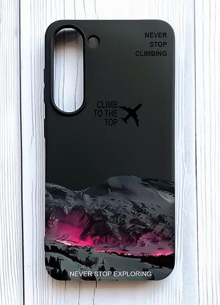 Матовый черный чехол на samsung galaxy s23 поднимись на вершину (принт 419)