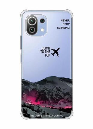 Чохол з потовщеними кутами на xiaomi mi 11 lite піднімись на вершину (принт 419)