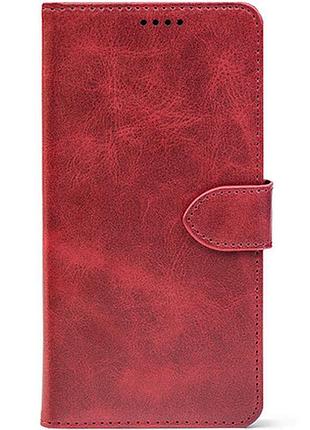 Кожаный чехол книжка для телефона на motorola g15 power red wine (front)
