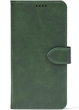 Кожаный чехол книжка для телефона на tecno spark 30c dark green (front)