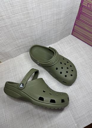 Оригінальні шльопанці сабо крокс crocs крокси хакі