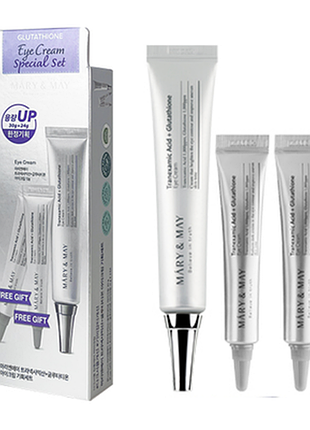 Набор для осветления кожи вокруг глаз mary &amp; may tranexamic acid + glutathione eye cream (30г + 2шт по 12г)