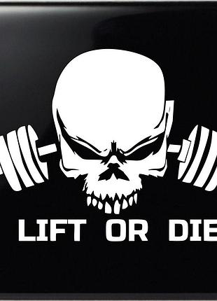 Наклейка череп lift or die белый, 36х45 см