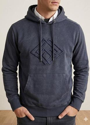 Стильний худі чоловічий burton london m/l темно-синій з капюшоном