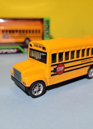 Іграшковий автобус american school bus автопром 10003, металева модель шкільний автобус, інерція