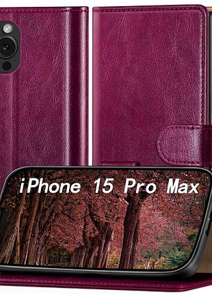 Чохол-книжка ringpi для iphone 15 pro max винно-червоний