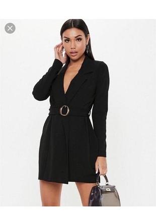 Чорна сукня-піджак на запах, з поясом, missguided