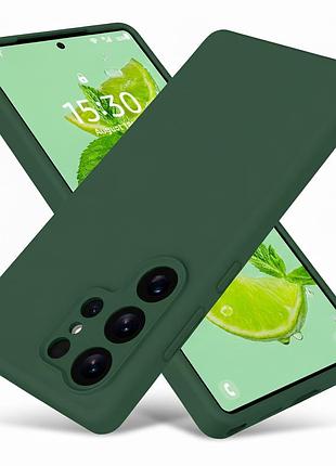 Чехол fiji full soft premium для samsung galaxy s25 ultra (s938) противоударный бампер с микрофиброй dark green