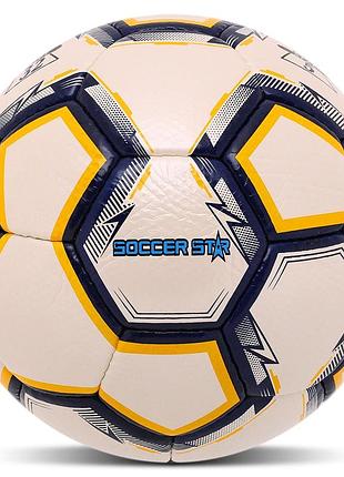 М'яч футбольний soccer star golf grain fb-4516 №5 pu білий-синій-жовтий