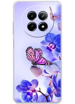 Чехол силиконовый с картинкой на realme 13 5g (цветок, бабочка на орхидее)