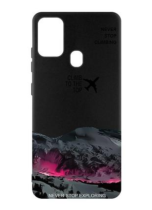 Матовый черный чехол на samsung galaxy m30s/m21 поднимись на вершину (принт 419)