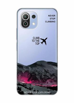 Прозорий чохол на xiaomi mi 11 lite піднімись на вершину (принт 419)