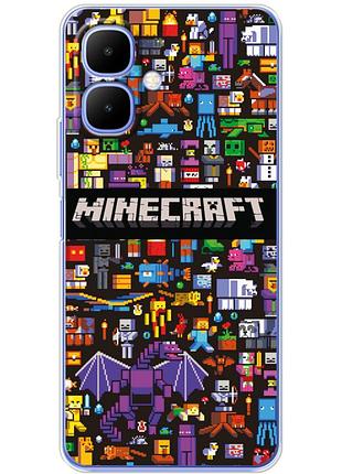 Чохол силіконовий з картинкою на tecno spark go 2 (майнкрафт, minecraft)