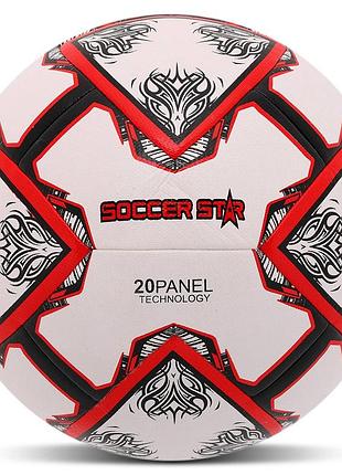 Мяч футбольный гибридная сшивка hybrid soccer star fb-4523 №5 pu белый-красный