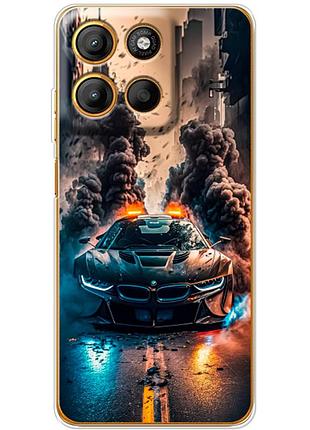 Чехол силиконовый с картинкой на motorola g15 power (машина bmw i8)