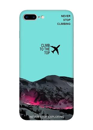 Матовый бирюзовый чехол на iphone 7 plus / 8 plus поднимись на вершину (принт 419)