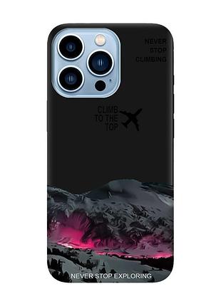 Матовый черный чехол на apple iphone 13 pro max поднимись на вершину (принт 419)