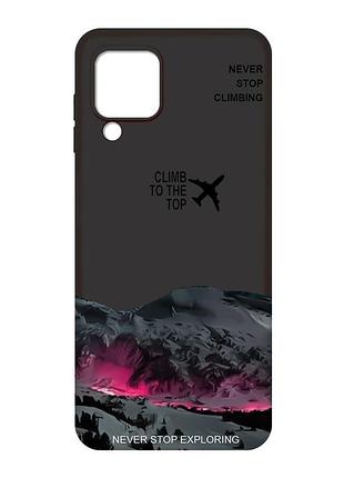 Матовый черный чехол на samsung galaxy m32 / a22 / m22 4g поднимись на вершину (принт 419)