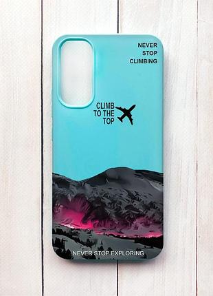 Матовый чехол на samsung a34 5g бирюзовый поднимись на вершину (принт 419)