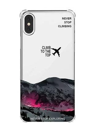 Чехол с утолщёнными углами на iphone x/xs поднимись на вершину (принт 419)