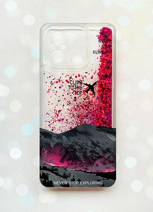 Чехол с плавающими розовыми блестками на xiaomi redmi 12c поднимись на вершину (принт 419)