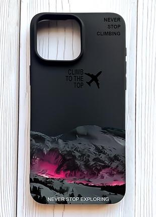 Матовий чорний чохол на iphone 16 pro max піднімись на вершину (принт 419)
