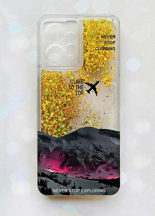 Чехол с плавающими золотыми блестками на xiaomi redmi note 12 4g поднимись на вершину (принт 419)