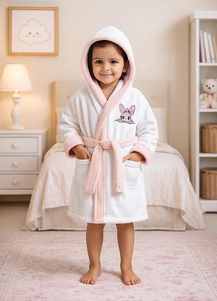 Детский халат maison d'or star bunny belle микрокотон хлопок 4 года белый