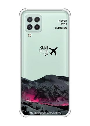 Чехол с утолщёнными углами на samsung galaxy m32/a22/m22 4g поднимись на вершину (принт 419)