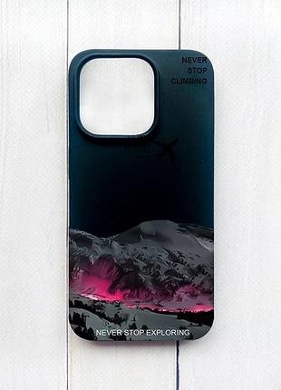 Матовый чехол на iphone 15 pro черный поднимись на вершину (принт 419)