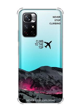 Чехол с утолщёнными углами на xiaomi redmi note 11 4g поднимись на вершину (принт 419)