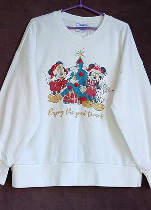 Свитшот женский новогодний, белый, disney, l