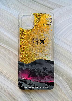Чехол с плавающими золотыми блестками на samsung galaxy a04 поднимись на вершину (принт 419)