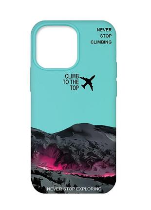 Матовый бирюзовый чехол на apple iphone 13 pro поднимись на вершину (принт 419)