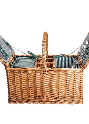 Корзина плетеная для пикника с посудой на 4 персоны 48х33х43 см набор посуды туристический для кемпинга hp-zq-3
