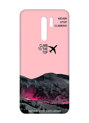 Матовый розовый чехол на xiaomi redmi 9 поднимись на вершину (принт 419)
