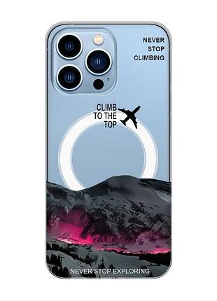 Магнитный чехол на iphone 13 pro max с поддержкой magsafe поднимись на вершину (принт 419)