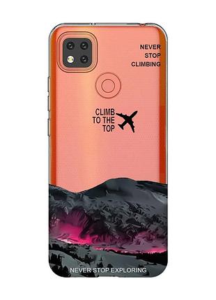 Прозрачный чехол на xiaomi redmi 9c/10a поднимись на вершину (принт 419)