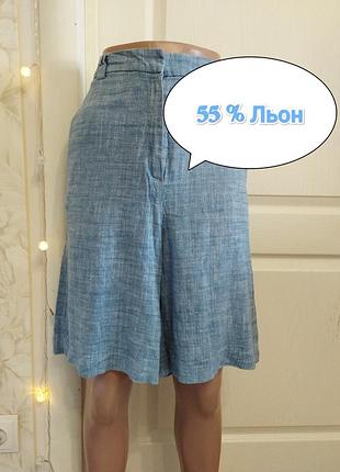 55% лен, синие льняные шорты, m&amp;s collection, 40/л